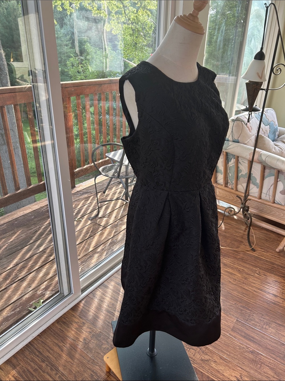 Liz Claiborne Black Textured Fit-and-Flare Dress - Women size 14 - Picture 2 of 9